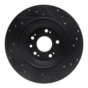 Acura TL Brake Rotor (1) - Rear Left - R1 Concepts - Drilled & Slotted - Black - `09-`14